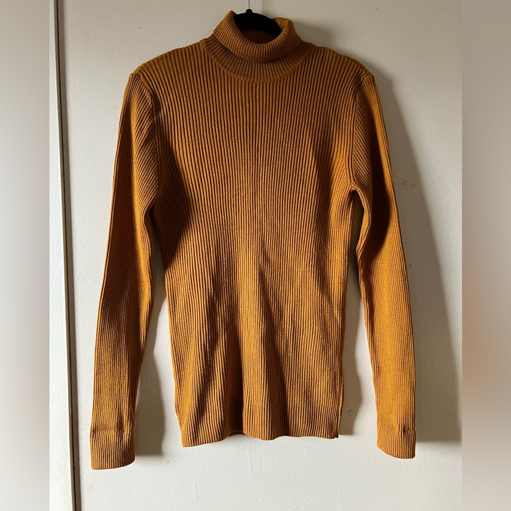 ASOS slim ribbed turtle neck size M mustard yellow